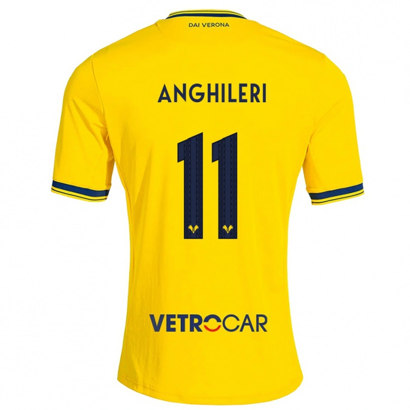 Danxen Enfant Maillot Federica Anghileri #11 Jaune Rouge Tenues Extérieur 2026/27 T-Shirt