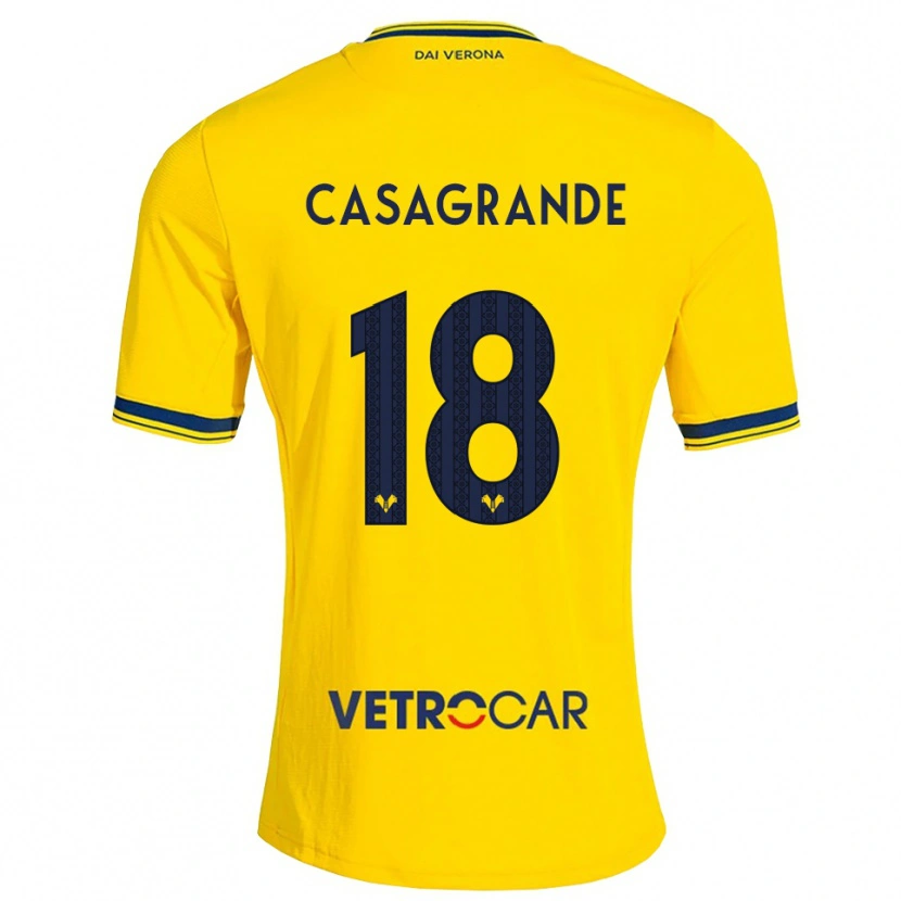 Danxen Enfant Maillot Davide Casagrande #18 Jaune Rouge Tenues Extérieur 2026/27 T-Shirt