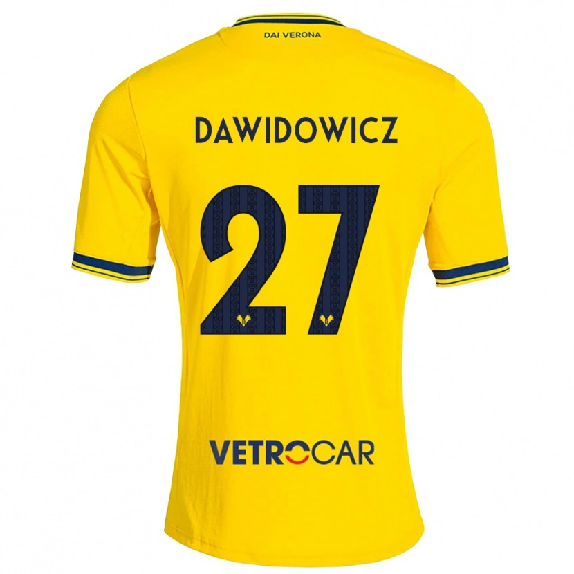 Danxen Enfant Maillot Pawel Dawidowicz #27 Jaune Rouge Tenues Extérieur 2026/27 T-Shirt