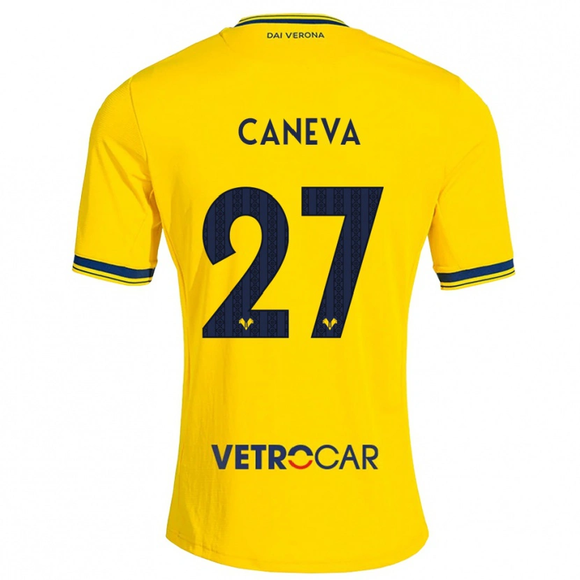 Danxen Enfant Maillot Elia Caneva #27 Jaune Rouge Tenues Extérieur 2026/27 T-Shirt