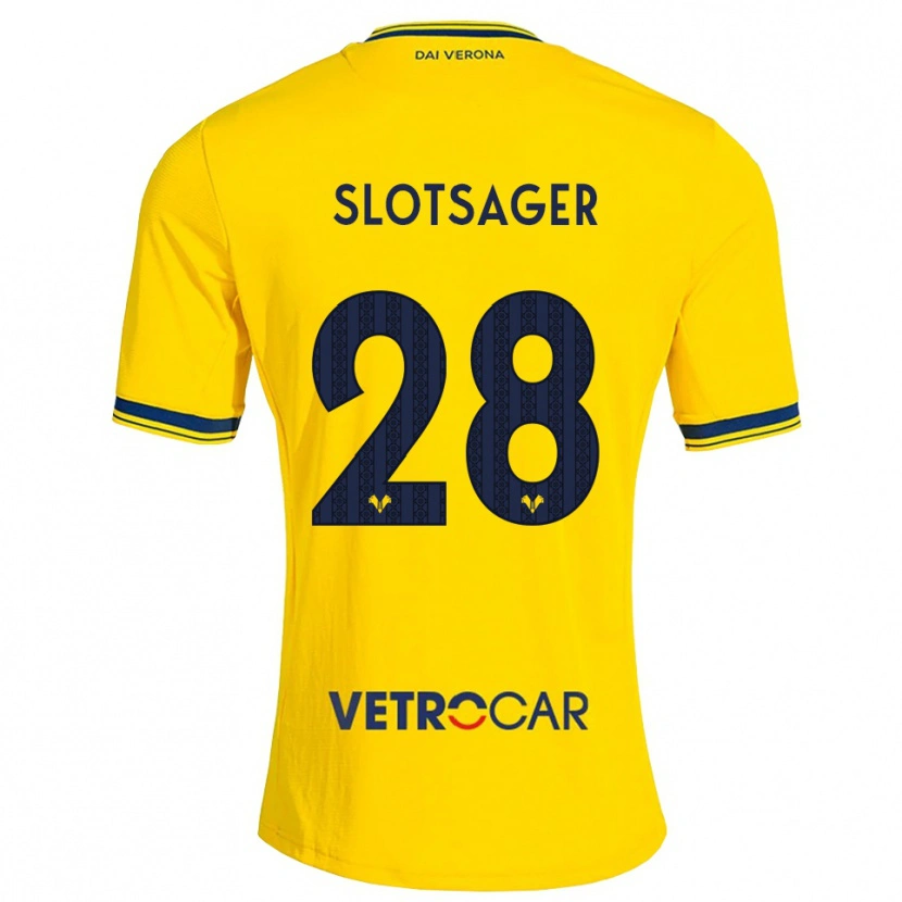 Danxen Enfant Maillot Tobias Slotsager #28 Jaune Rouge Tenues Extérieur 2026/27 T-Shirt