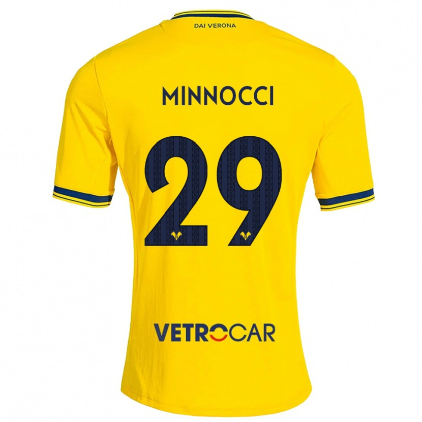 Danxen Enfant Maillot Valerio Minnocci #29 Jaune Rouge Tenues Extérieur 2026/27 T-Shirt
