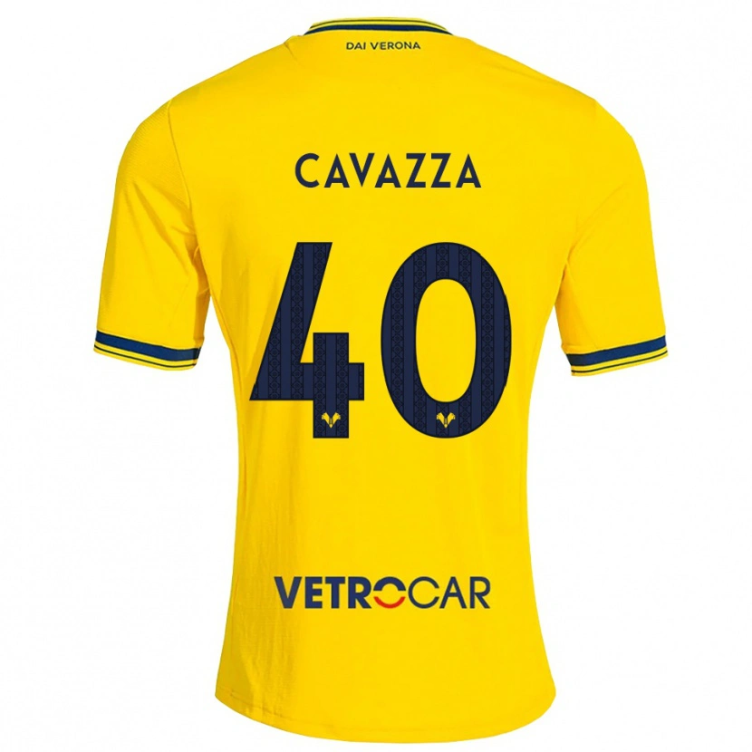 Danxen Enfant Maillot Filippo Cavazza #40 Jaune Rouge Tenues Extérieur 2026/27 T-Shirt