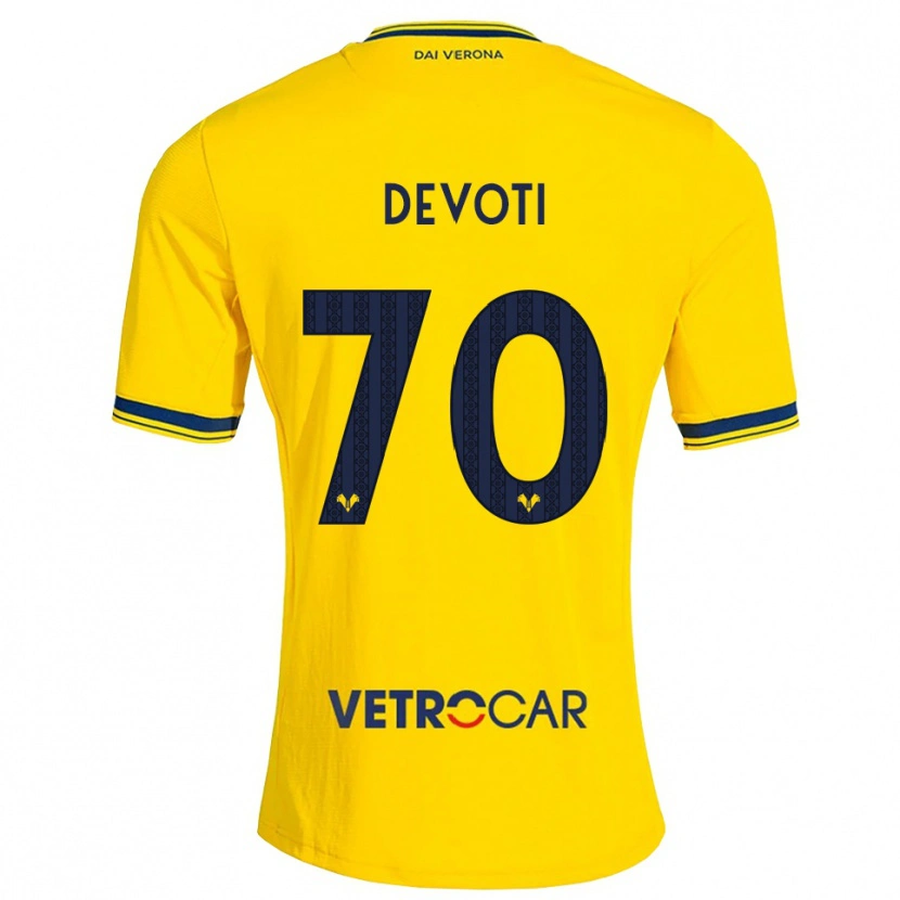 Danxen Enfant Maillot Andrea Devoti #70 Jaune Rouge Tenues Extérieur 2026/27 T-Shirt