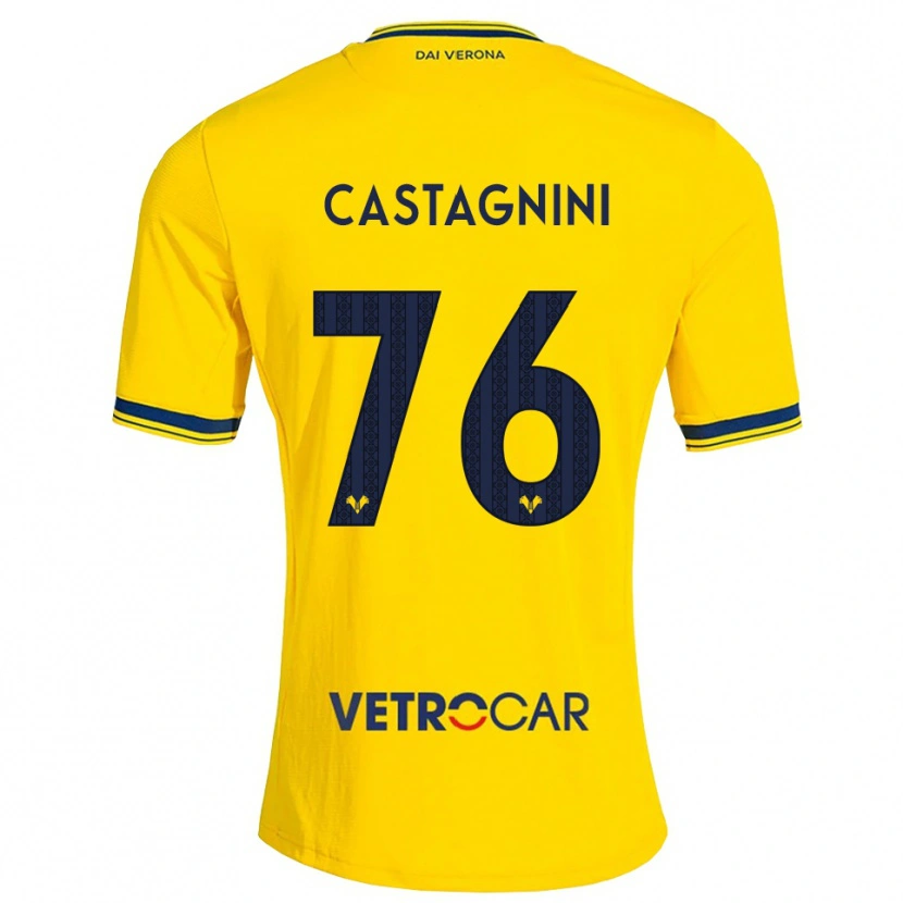 Danxen Enfant Maillot Mirko Castagnini #76 Jaune Rouge Tenues Extérieur 2026/27 T-Shirt