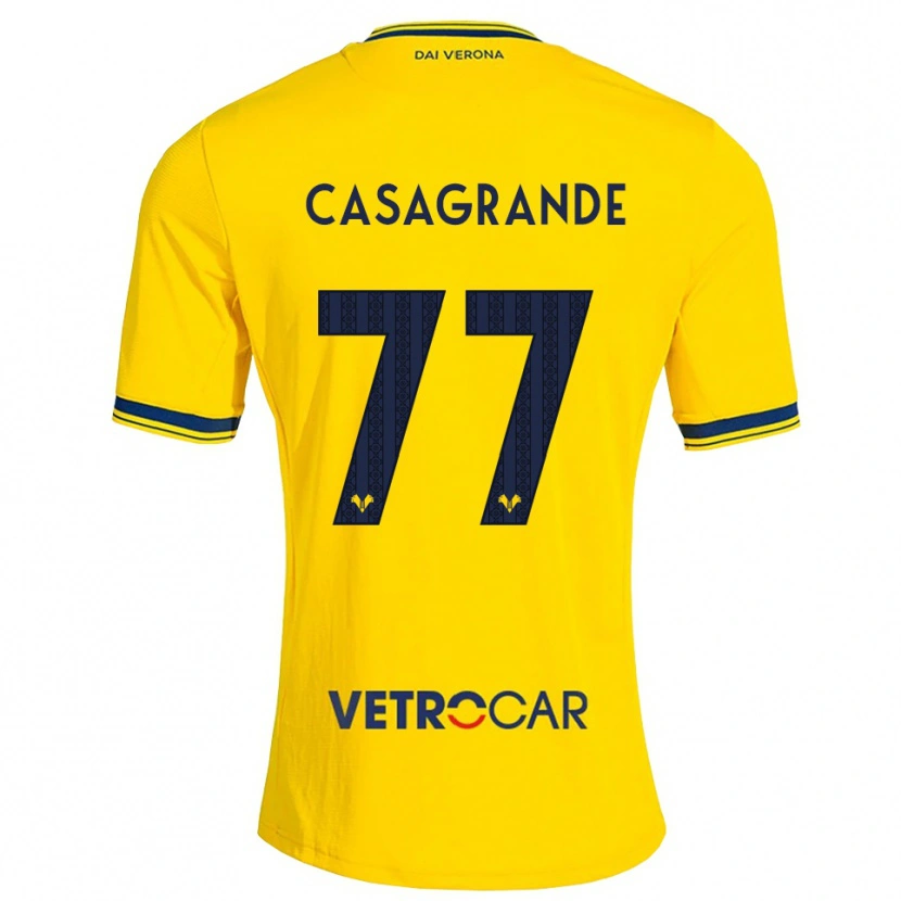 Danxen Enfant Maillot Tommaso Casagrande #77 Jaune Rouge Tenues Extérieur 2026/27 T-Shirt