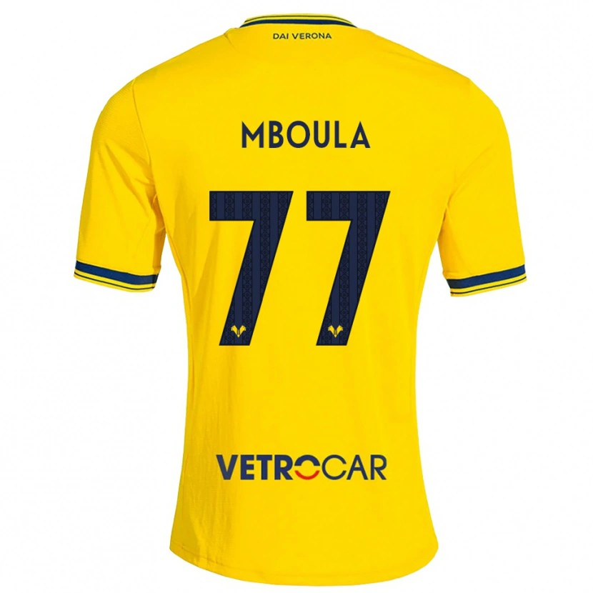 Danxen Enfant Maillot Jordi Mboula #77 Jaune Rouge Tenues Extérieur 2026/27 T-Shirt