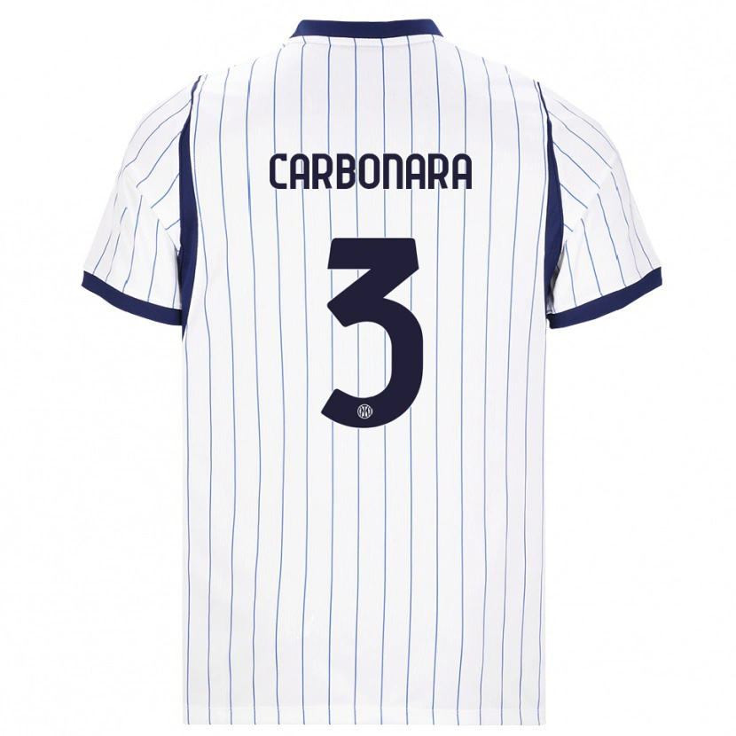 Danxen Enfant Maillot Matteo Carbonara #3 Blanc Bleu Marine Tenues Extérieur 2026/27 T-Shirt