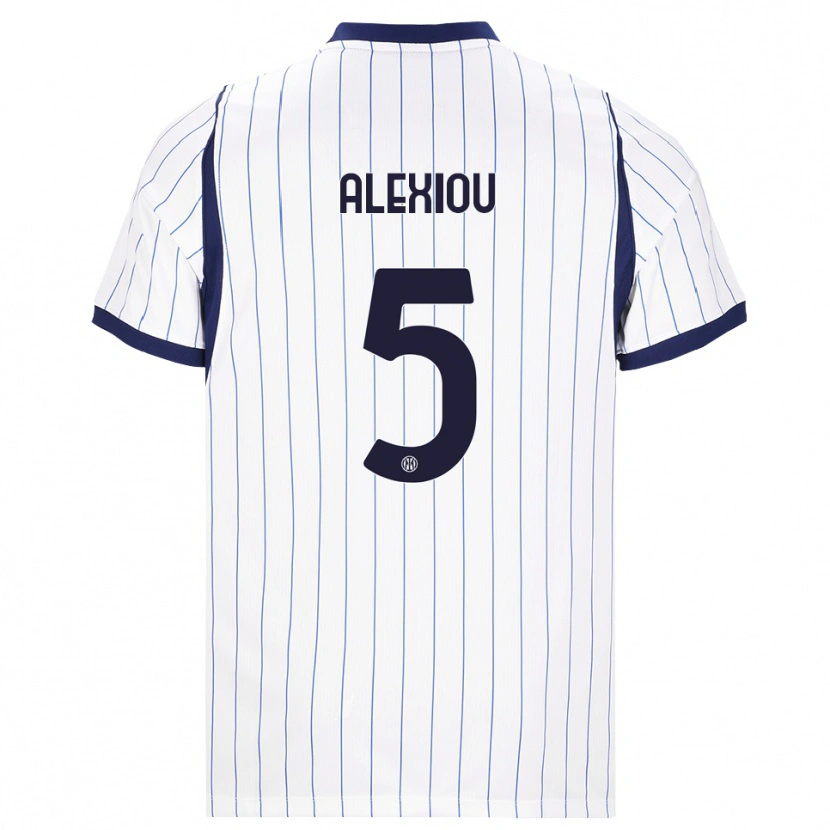 Danxen Enfant Maillot Christos Alexiou #5 Blanc Bleu Marine Tenues Extérieur 2026/27 T-Shirt