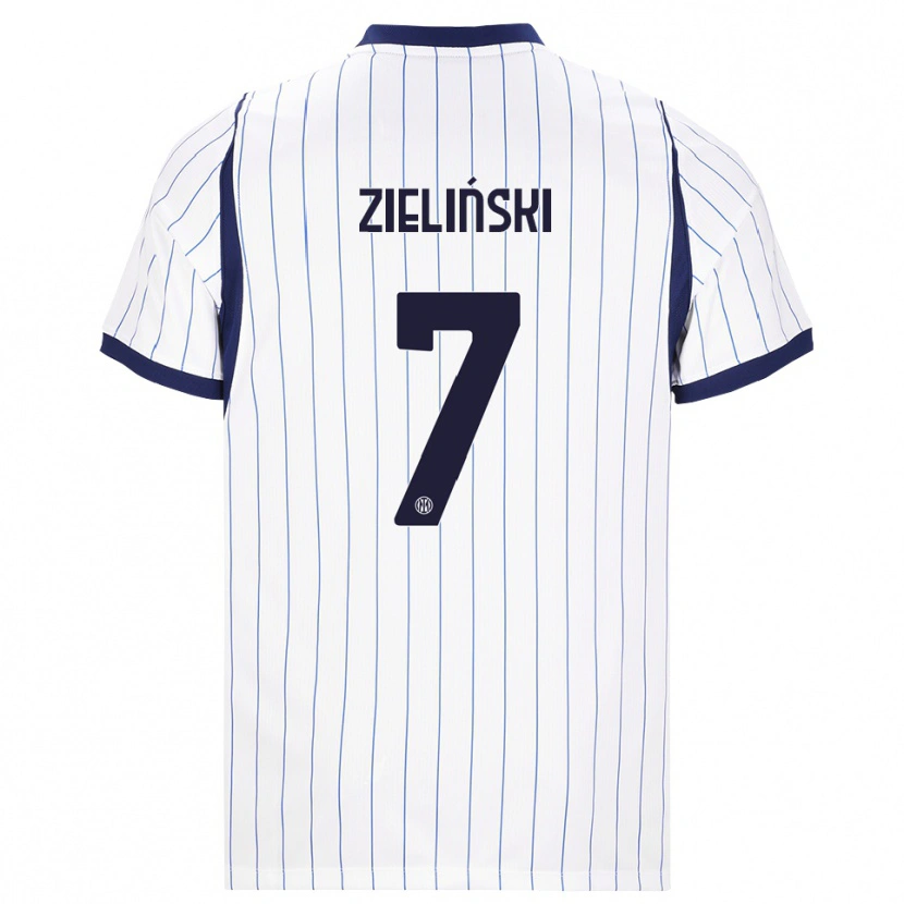 Danxen Enfant Maillot Piotr Zielinski #7 Blanc Bleu Marine Tenues Extérieur 2026/27 T-Shirt