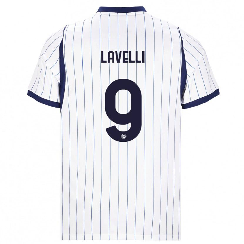 Danxen Enfant Maillot Matteo Lavelli #9 Blanc Bleu Marine Tenues Extérieur 2026/27 T-Shirt