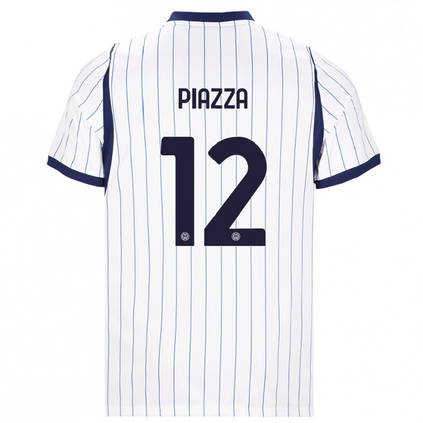 Danxen Enfant Maillot Alessia Piazza #12 Blanc Bleu Marine Tenues Extérieur 2026/27 T-Shirt