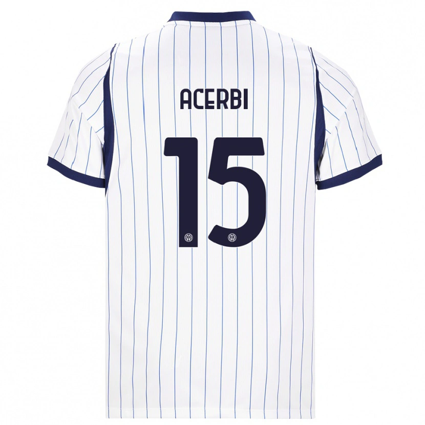 Danxen Enfant Maillot Francesco Acerbi #15 Blanc Bleu Marine Tenues Extérieur 2026/27 T-Shirt