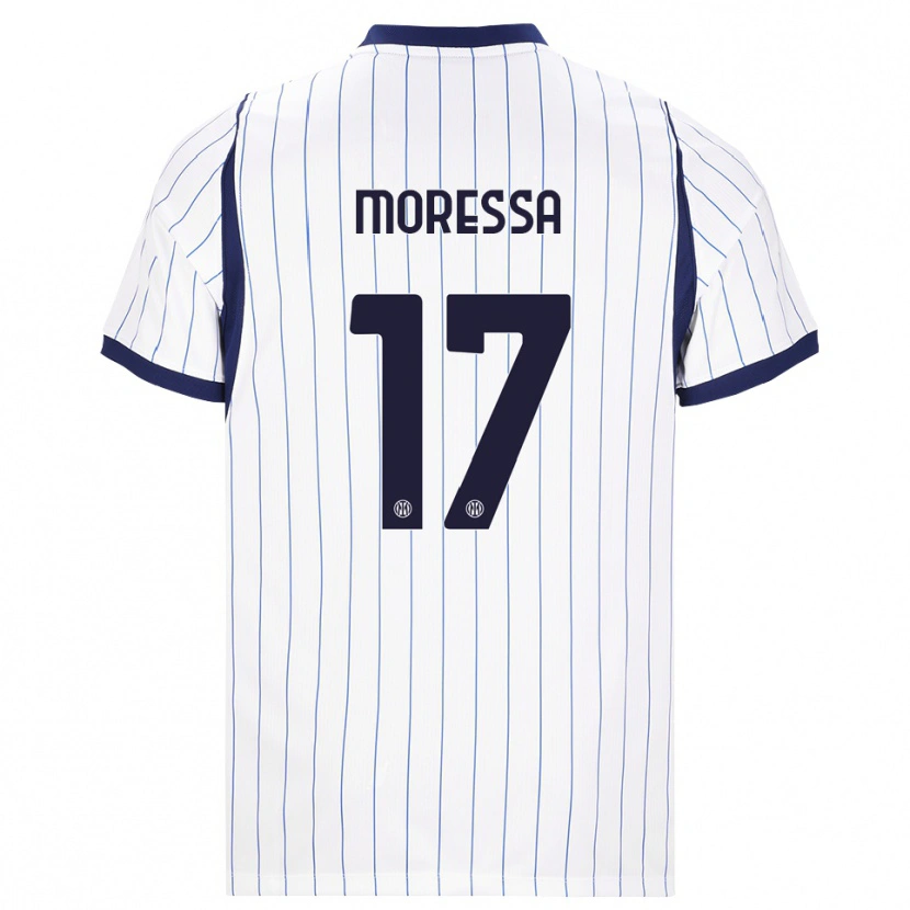Danxen Enfant Maillot Kevin Moressa #17 Blanc Bleu Marine Tenues Extérieur 2026/27 T-Shirt