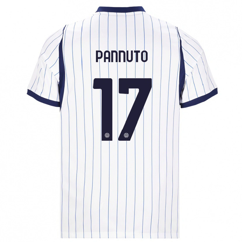 Danxen Enfant Maillot Mattia Pannuto #17 Blanc Bleu Marine Tenues Extérieur 2026/27 T-Shirt