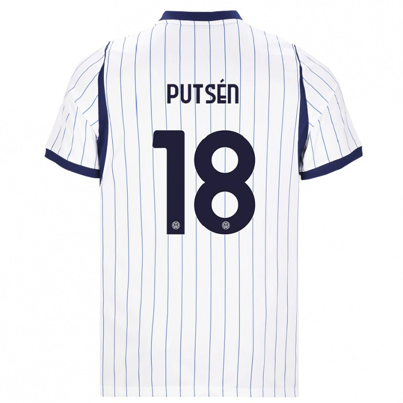 Danxen Enfant Maillot Dino Putsén #18 Blanc Bleu Marine Tenues Extérieur 2026/27 T-Shirt