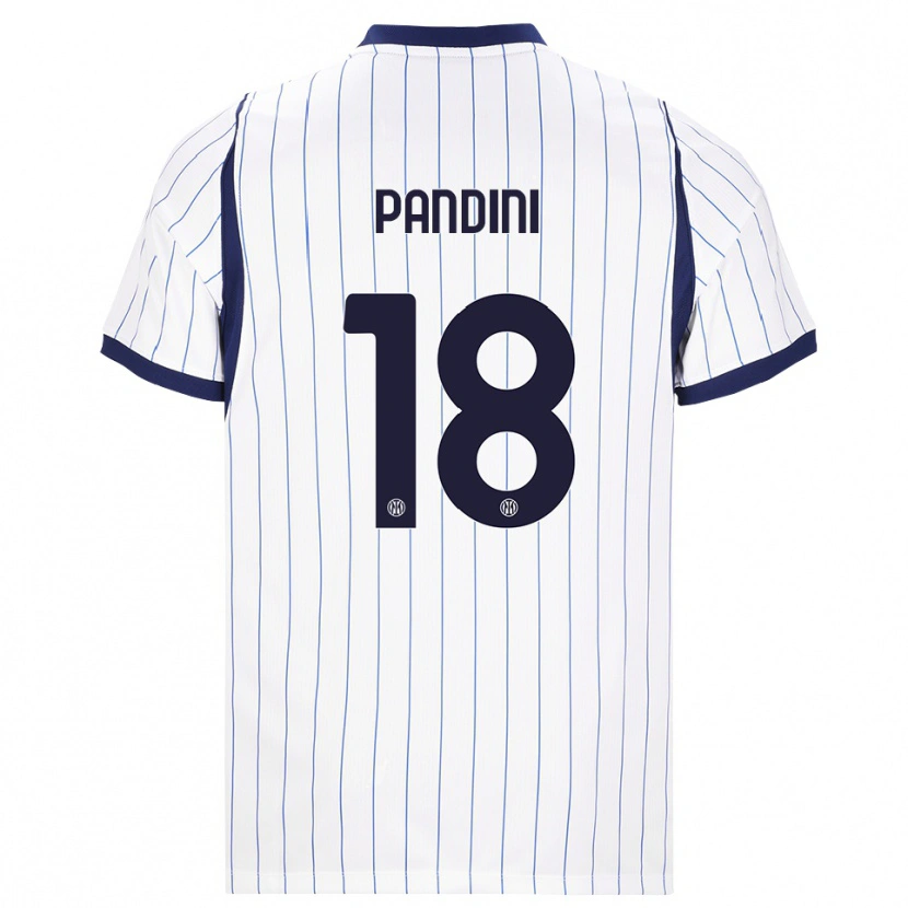 Danxen Enfant Maillot Marta Pandini #18 Blanc Bleu Marine Tenues Extérieur 2026/27 T-Shirt