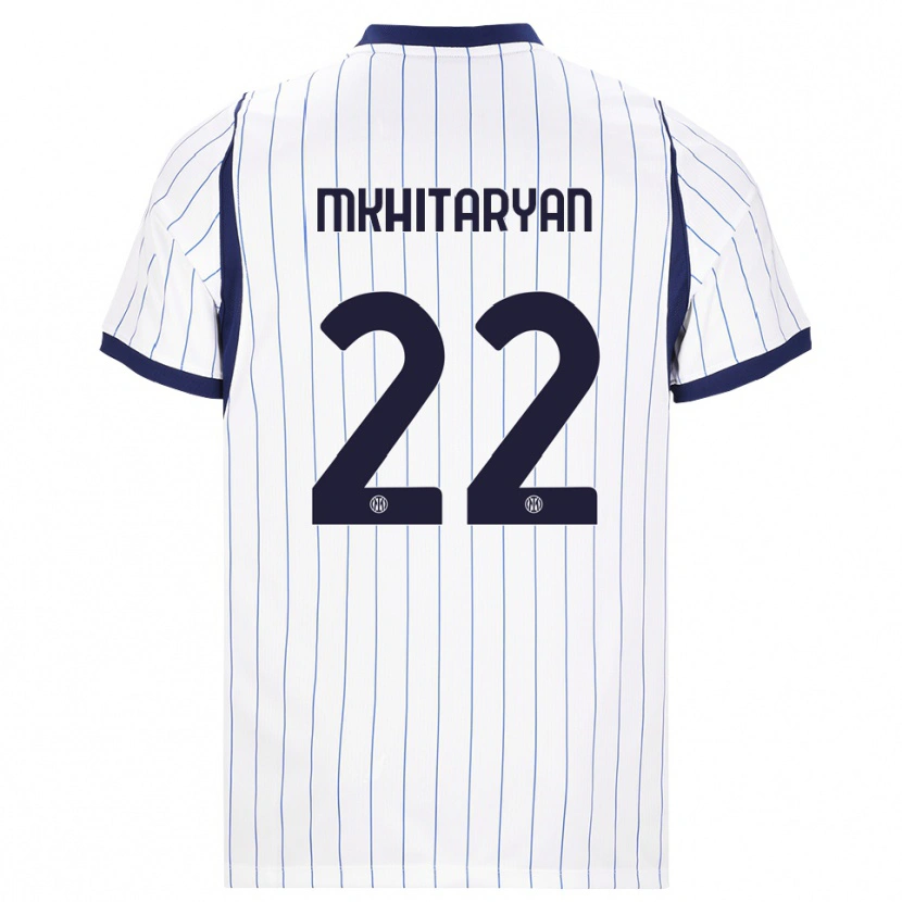 Danxen Enfant Maillot Henrikh Mkhitaryan #22 Blanc Bleu Marine Tenues Extérieur 2026/27 T-Shirt