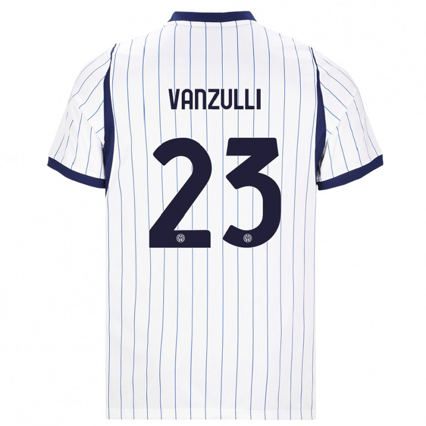Danxen Enfant Maillot Marco Vanzulli #23 Blanc Bleu Marine Tenues Extérieur 2026/27 T-Shirt