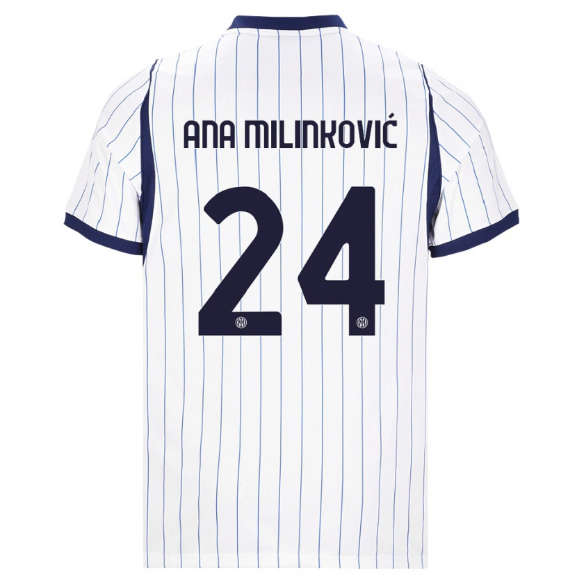 Danxen Enfant Maillot Marija Ana Milinković #24 Blanc Bleu Marine Tenues Extérieur 2026/27 T-Shirt
