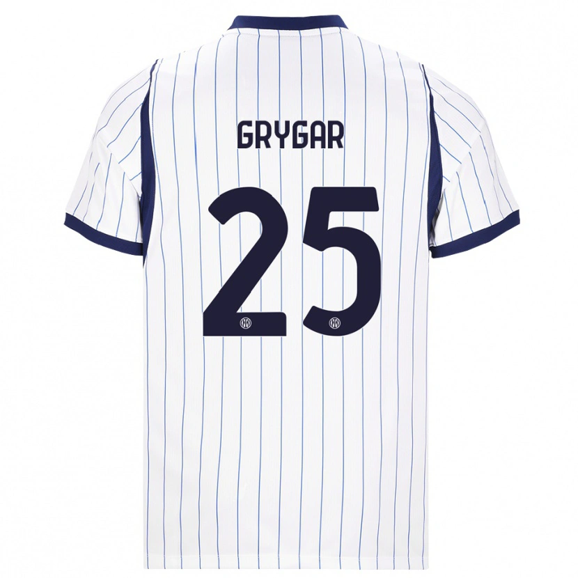 Danxen Enfant Maillot Samuel Grygar #25 Blanc Bleu Marine Tenues Extérieur 2026/27 T-Shirt