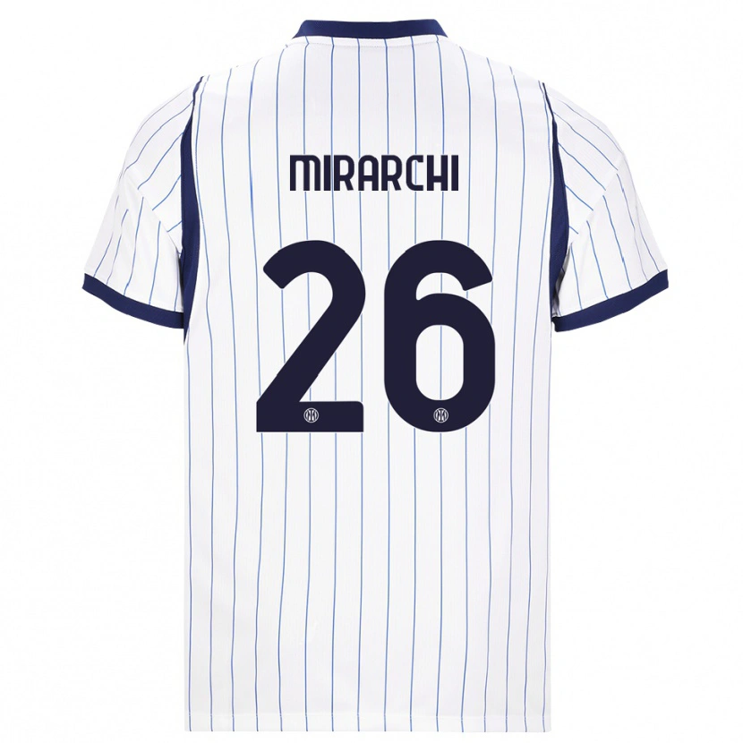 Danxen Enfant Maillot Mattia Mirarchi #26 Blanc Bleu Marine Tenues Extérieur 2026/27 T-Shirt