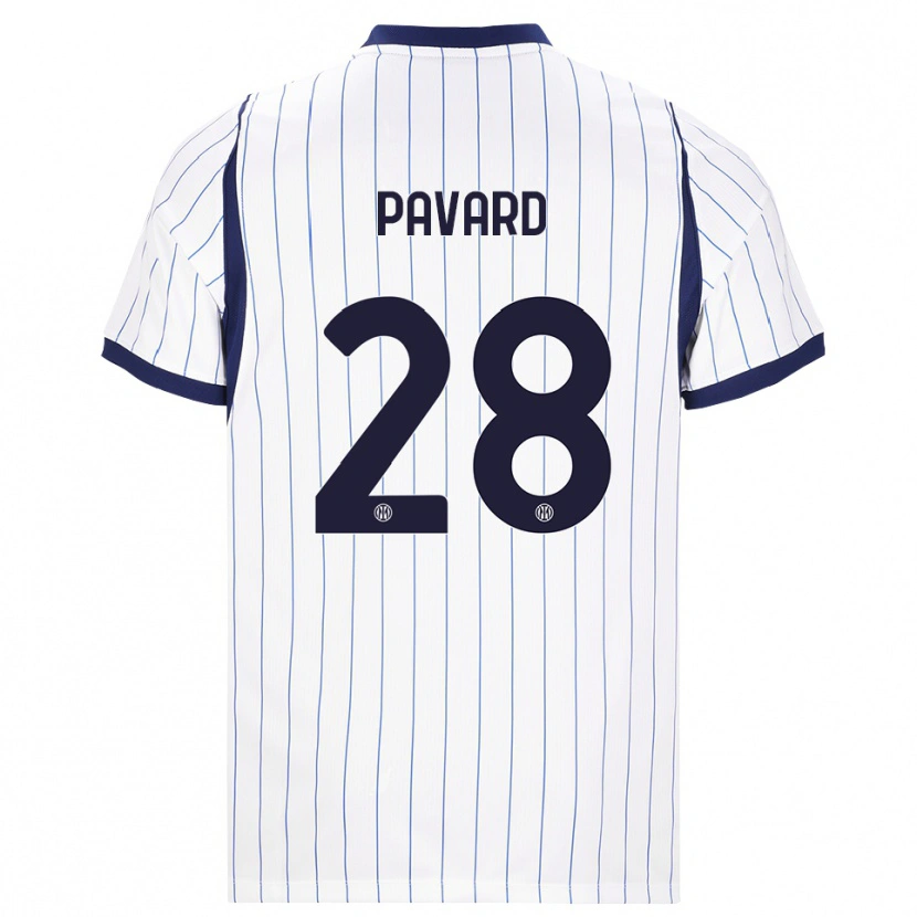 Danxen Enfant Maillot Benjamin Pavard #28 Blanc Bleu Marine Tenues Extérieur 2026/27 T-Shirt