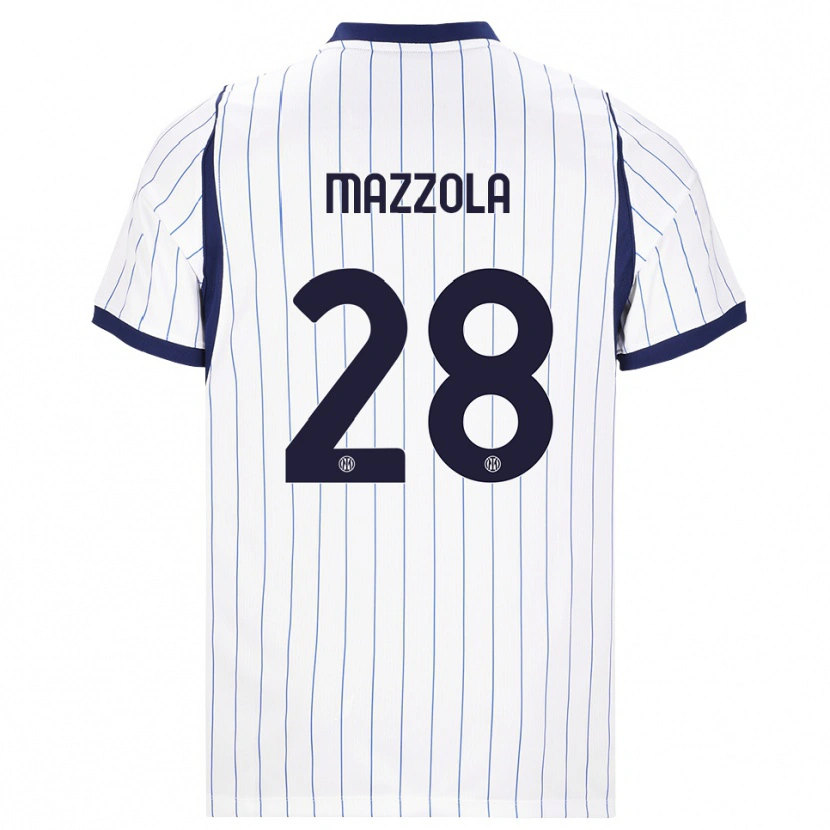 Danxen Enfant Maillot Giuseppe Mazzola #28 Blanc Bleu Marine Tenues Extérieur 2026/27 T-Shirt