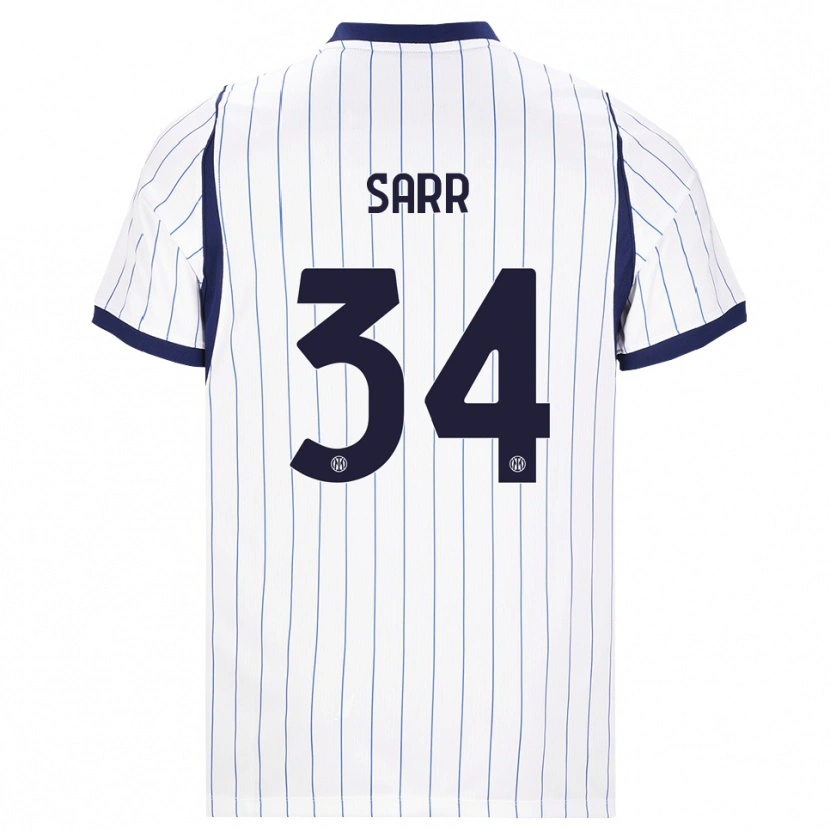 Danxen Enfant Maillot Amadou Sarr #34 Blanc Bleu Marine Tenues Extérieur 2026/27 T-Shirt