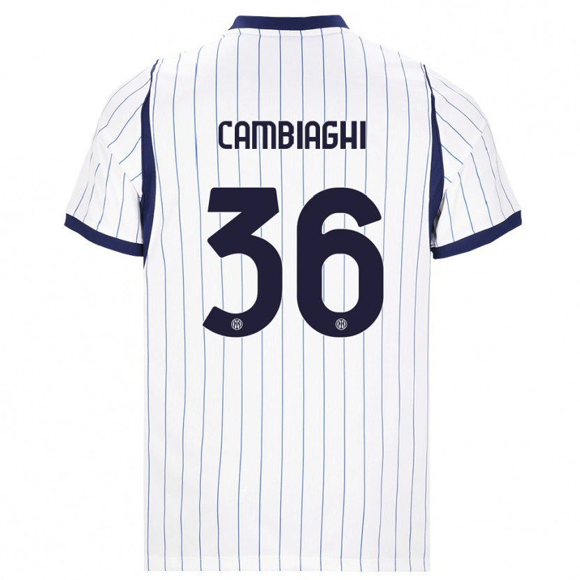 Danxen Enfant Maillot Michela Cambiaghi #36 Blanc Bleu Marine Tenues Extérieur 2026/27 T-Shirt
