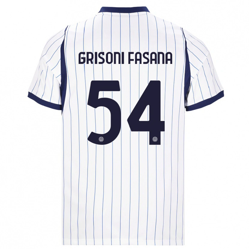 Danxen Enfant Maillot Marco Grisoni Fasana #54 Blanc Bleu Marine Tenues Extérieur 2026/27 T-Shirt