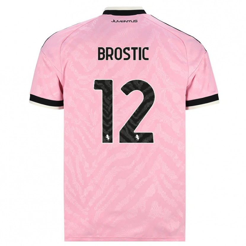 Danxen Enfant Maillot Gabriel Broștic #12 Rose Noir Tenues Extérieur 2026/27 T-Shirt