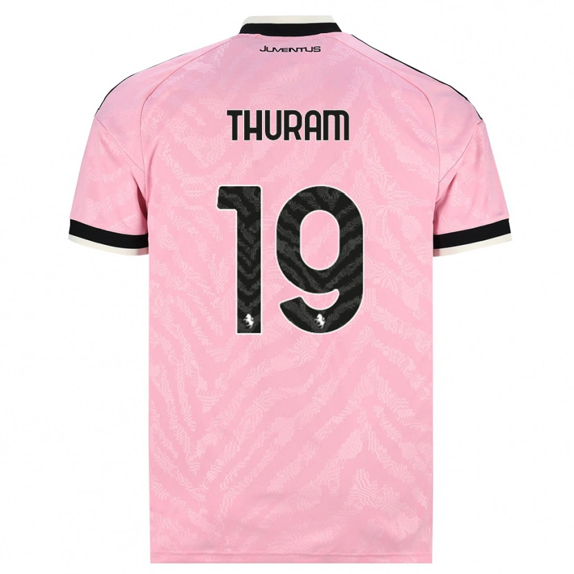 Danxen Enfant Maillot Khéphren Thuram #19 Rose Noir Tenues Extérieur 2026/27 T-Shirt