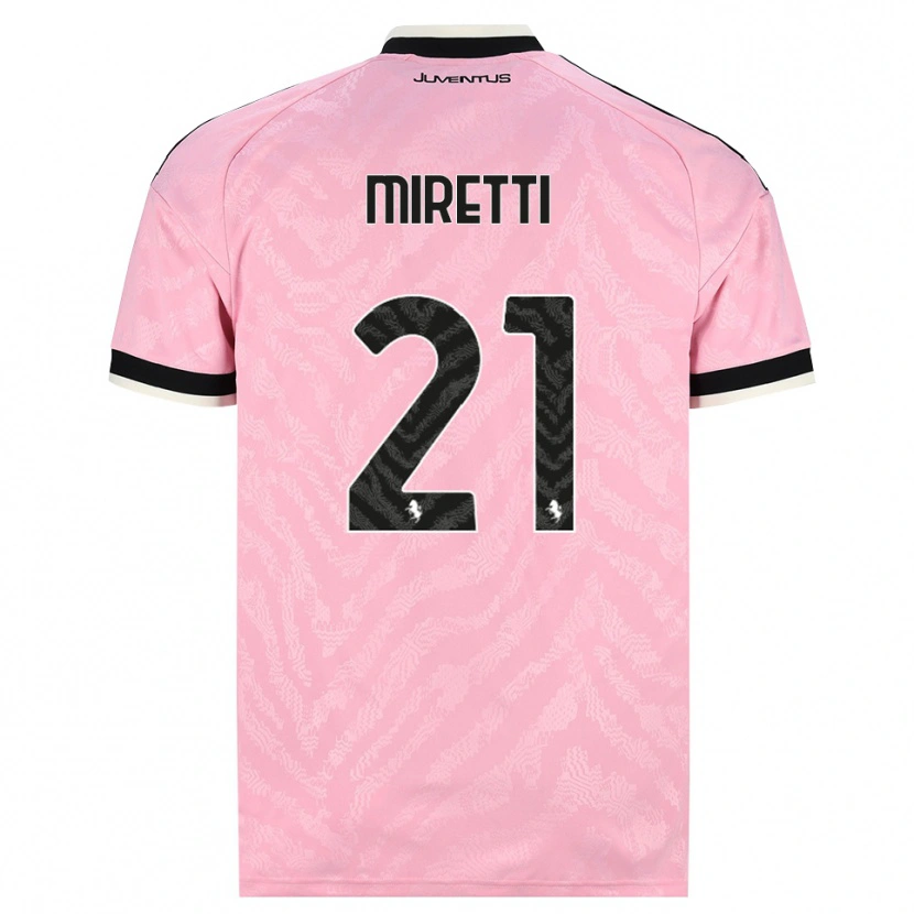 Danxen Enfant Maillot Fabio Miretti #21 Rose Noir Tenues Extérieur 2026/27 T-Shirt