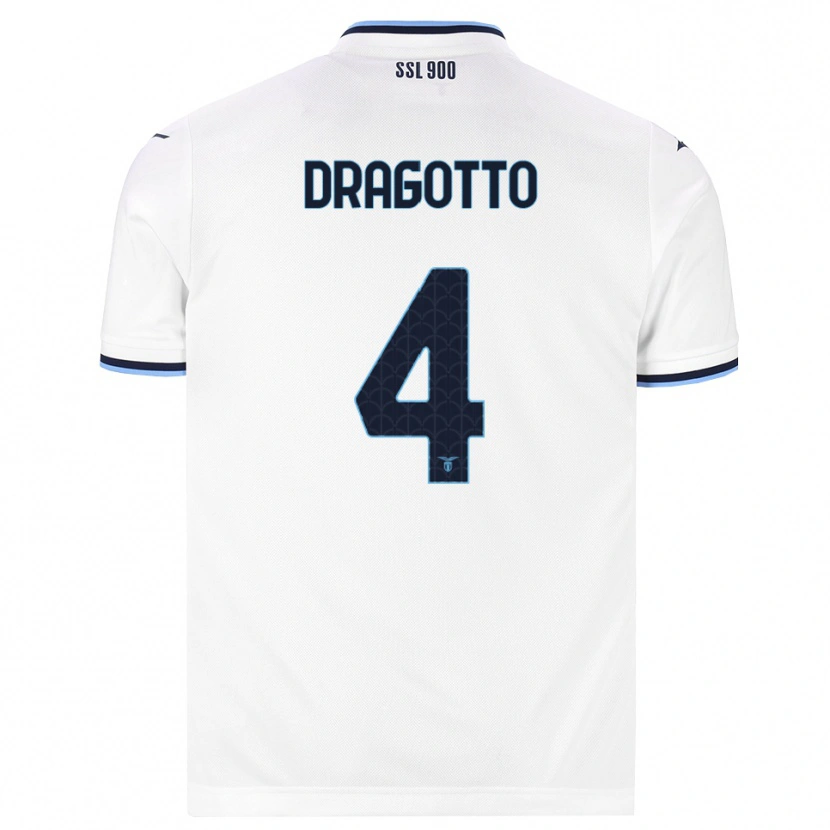 Danxen Enfant Maillot Tommaso Dragotto #4 Blanc Bleu Marine Tenues Extérieur 2026/27 T-Shirt