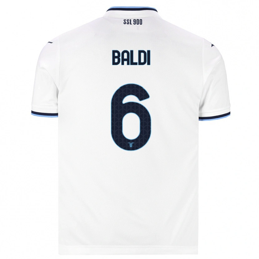 Danxen Enfant Maillot Mattia Santagostino Baldi #6 Blanc Bleu Marine Tenues Extérieur 2026/27 T-Shirt