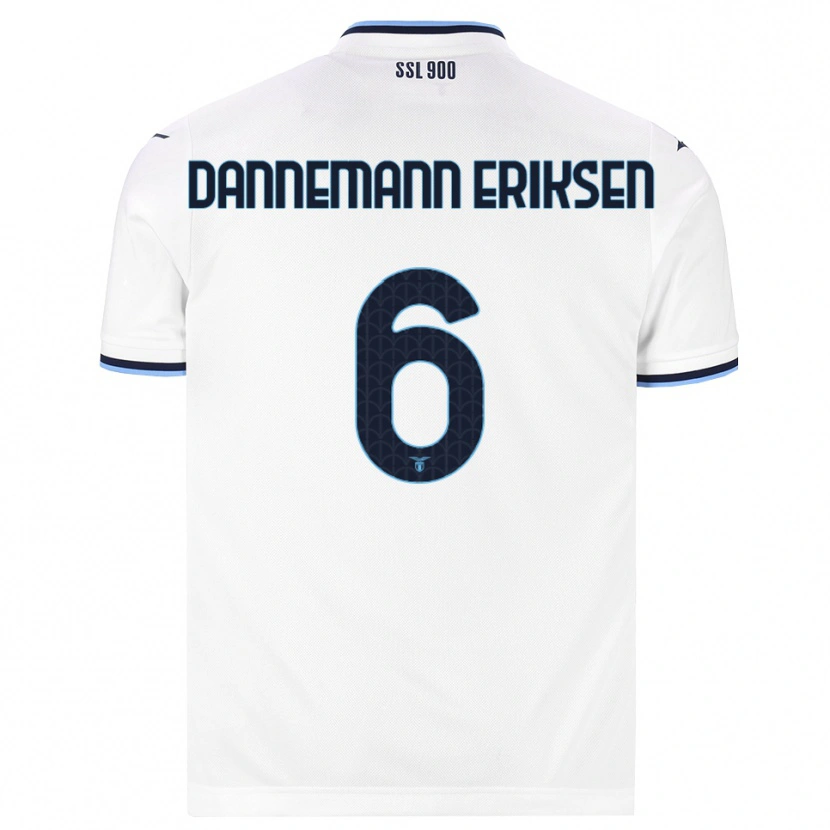 Danxen Enfant Maillot Louise Dannemann Eriksen #6 Blanc Bleu Marine Tenues Extérieur 2026/27 T-Shirt