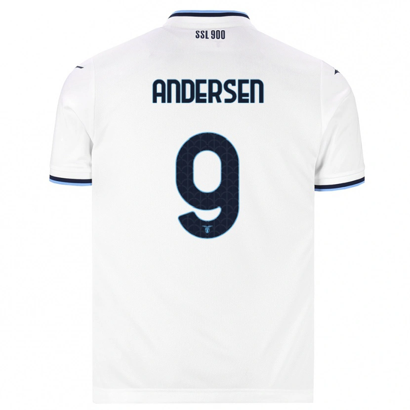 Danxen Enfant Maillot Signe Holt Andersen #9 Blanc Bleu Marine Tenues Extérieur 2026/27 T-Shirt