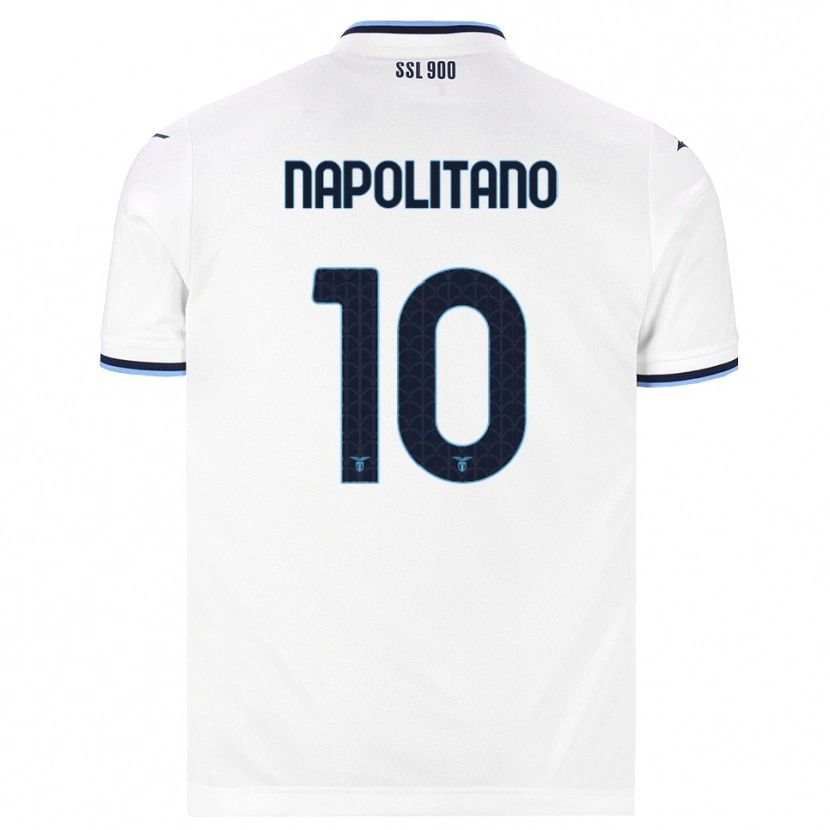 Danxen Enfant Maillot Luca Napolitano #10 Blanc Bleu Marine Tenues Extérieur 2026/27 T-Shirt