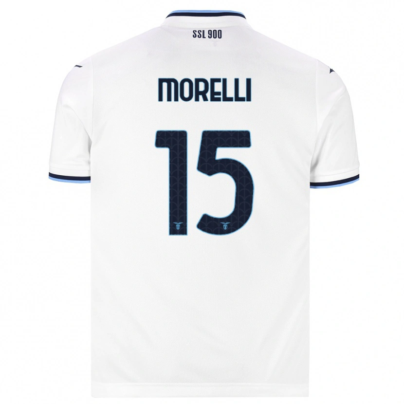 Danxen Enfant Maillot Matteo Morelli #15 Blanc Bleu Marine Tenues Extérieur 2026/27 T-Shirt
