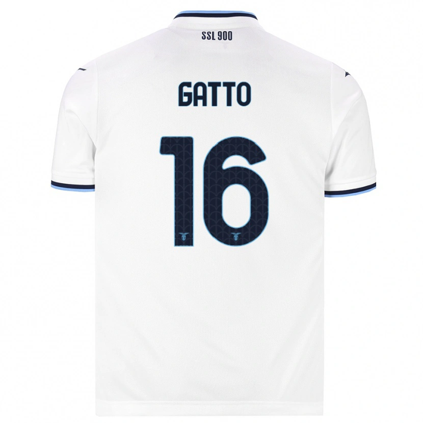 Danxen Enfant Maillot Francesco Gatto #16 Blanc Bleu Marine Tenues Extérieur 2026/27 T-Shirt
