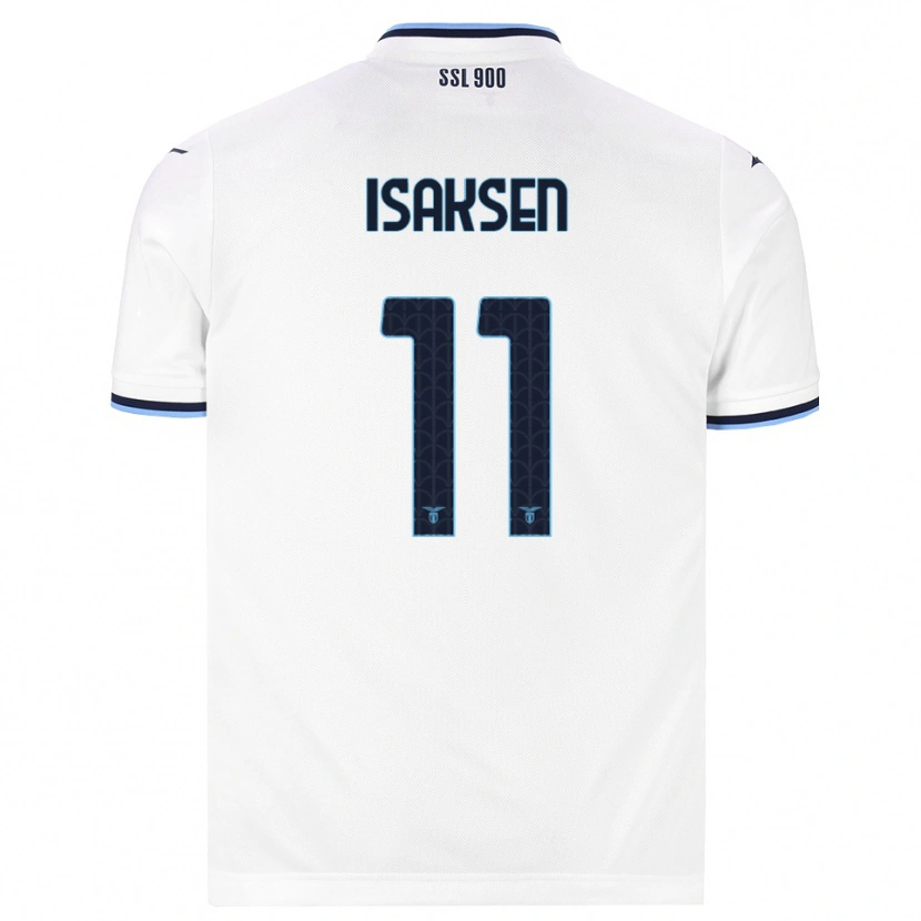 Danxen Enfant Maillot Gustav Isaksen #11 Blanc Bleu Marine Tenues Extérieur 2026/27 T-Shirt