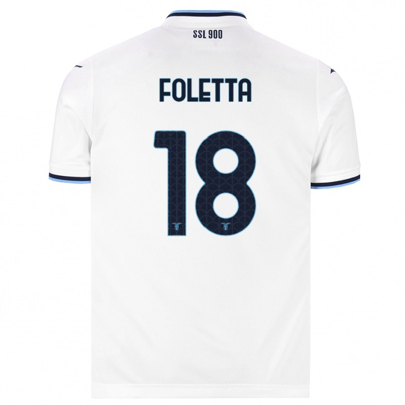 Danxen Enfant Maillot Isabella Foletta #18 Blanc Bleu Marine Tenues Extérieur 2026/27 T-Shirt