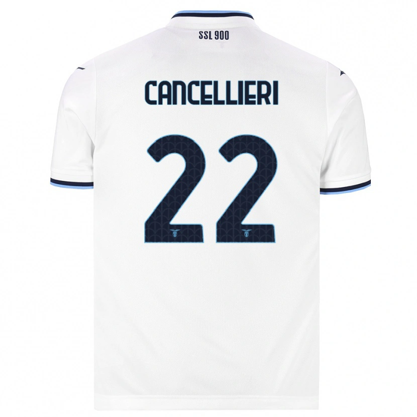 Danxen Enfant Maillot Matteo Cancellieri #22 Blanc Bleu Marine Tenues Extérieur 2026/27 T-Shirt