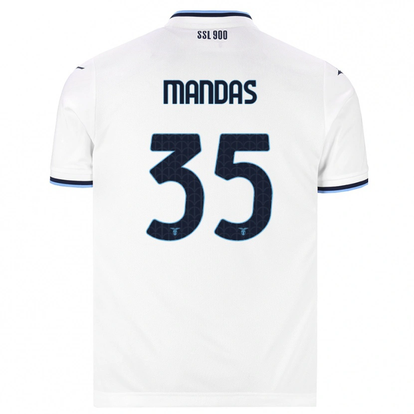 Danxen Enfant Maillot Christos Mandas #35 Blanc Bleu Marine Tenues Extérieur 2026/27 T-Shirt