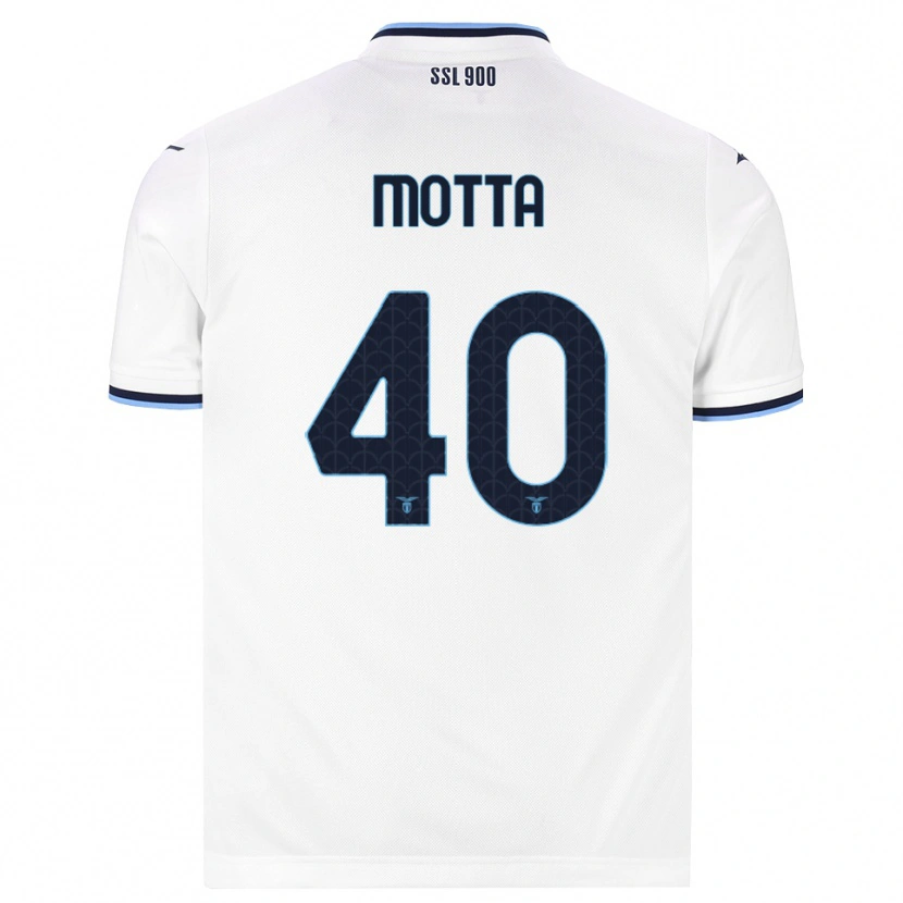 Danxen Enfant Maillot Edoardo Motta #40 Blanc Bleu Marine Tenues Extérieur 2026/27 T-Shirt