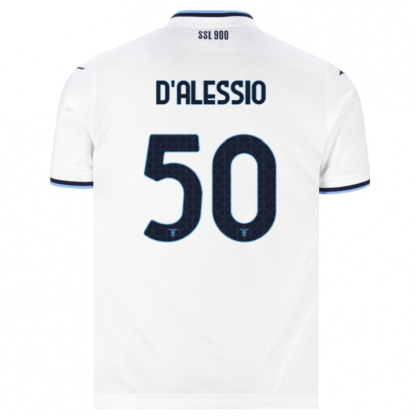 Danxen Enfant Maillot Luigi D'alessio #50 Blanc Bleu Marine Tenues Extérieur 2026/27 T-Shirt