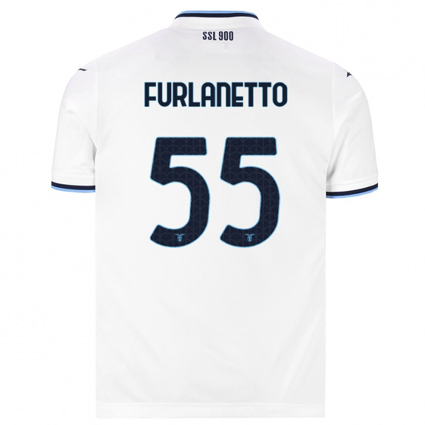 Danxen Enfant Maillot Alessio Furlanetto #55 Blanc Bleu Marine Tenues Extérieur 2026/27 T-Shirt
