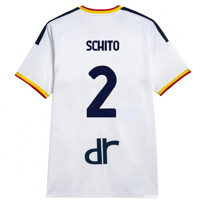 Danxen Enfant Maillot Andrea Schito #2 Blanc Jaune Rouge Tenues Extérieur 2026/27 T-Shirt