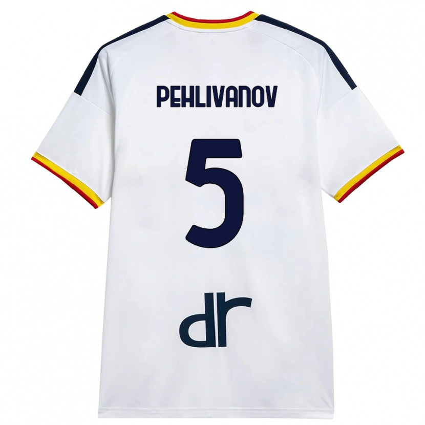 Danxen Enfant Maillot Cristian Pehlivanov #5 Blanc Jaune Rouge Tenues Extérieur 2026/27 T-Shirt